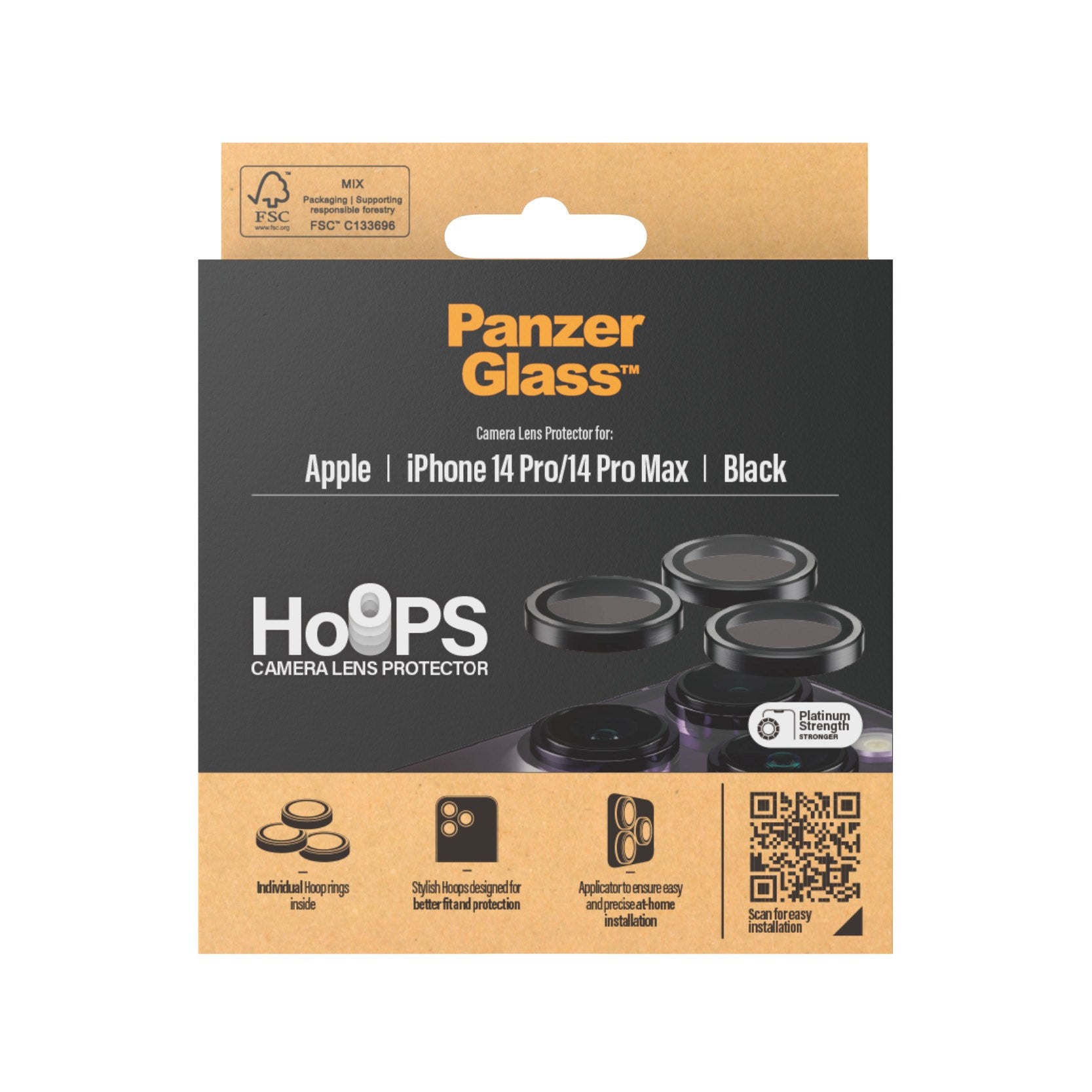 PanzerGlass® Hoops® Kameralinsebeskytter Sort iPhone 14 Pro | 14 Pro Max